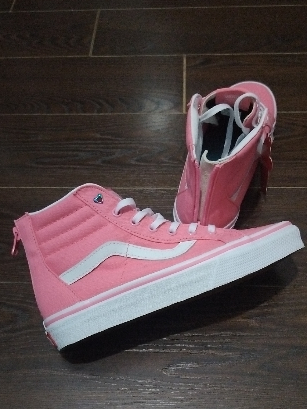 Vans Pink High-Top Sneakers with White Side Stripe